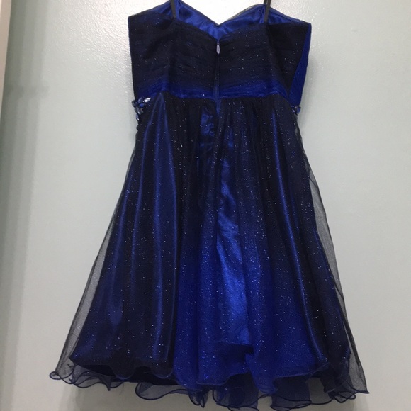 BeeDarlin Midnight Blue Sparkly Short Dress - Picture 2 of 8